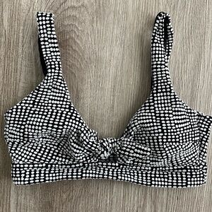 Aerie Black and White Polka Dot Scoop Neck Bikini Top Large